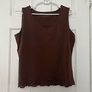 Coldwater Creek Chocolate Brown Tank Top with Lace Detail Bottom